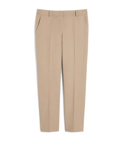 Weekend Max Mara Stretch-cotton Ankle-length Trousers In Beige