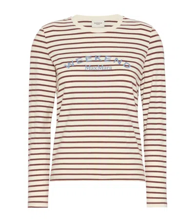 Weekend Max Mara Stretch-cotton Logo T-shirt In Neutral