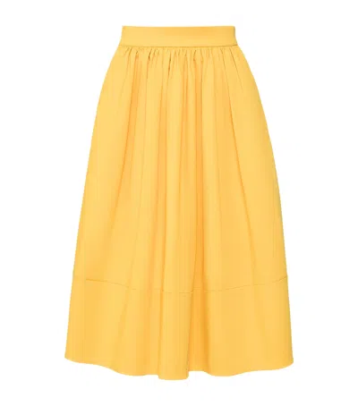 Weekend Max Mara Stretch-cotton Midi Skirt In Yellow