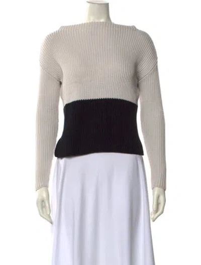 Pre-owned Weekend Max Mara Striped Bateau Neckline Sweater In Black