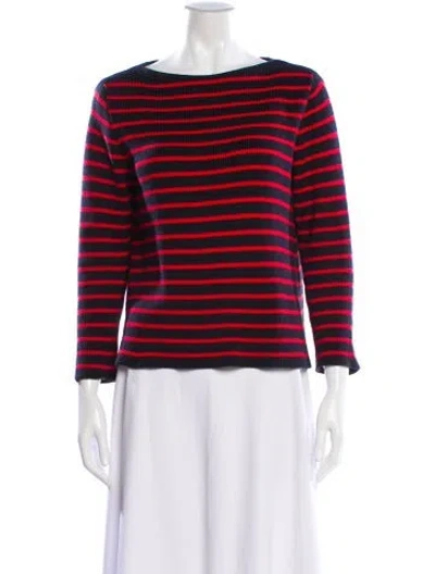 Pre-owned Weekend Max Mara Striped Bateau Neckline Sweater In Multi