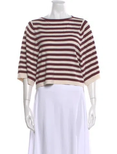 Pre-owned Weekend Max Mara Striped Bateau Neckline Sweater In Neutral