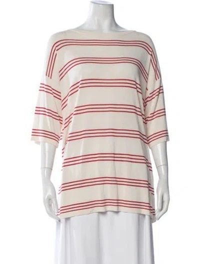 Pre-owned Weekend Max Mara Striped Bateau Neckline Sweater In Neutrals