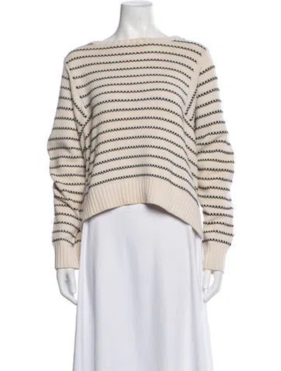 Pre-owned Weekend Max Mara Striped Bateau Neckline Sweater In Neutrals