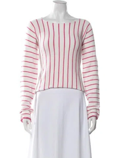 Pre-owned Weekend Max Mara Striped Bateau Neckline Sweater In Pink