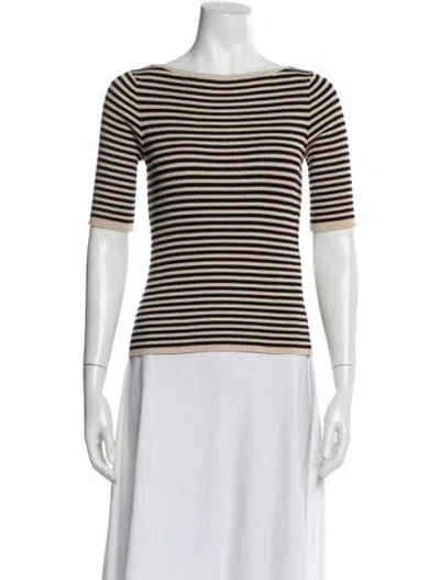 Pre-owned Weekend Max Mara Striped Bateau Neckline Top In Multi