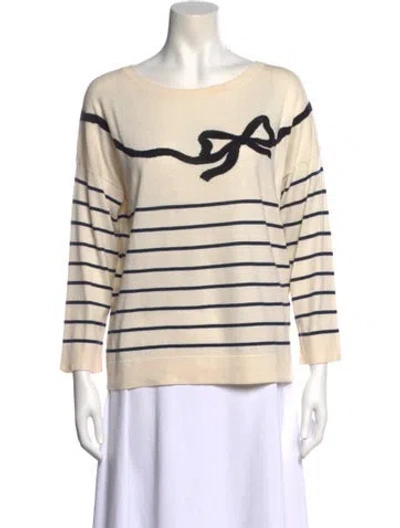 Pre-owned Weekend Max Mara Striped Bateau Neckline Top In Neutral