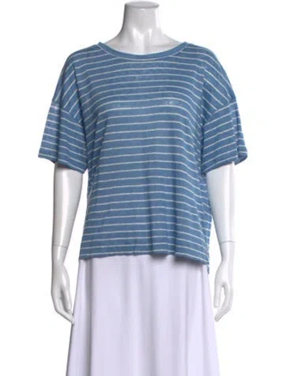 Pre-owned Weekend Max Mara Striped Bateau Neckline T-shirt In Blue