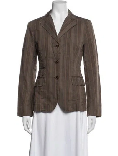 Pre-owned Weekend Max Mara Striped Blazer In Brown