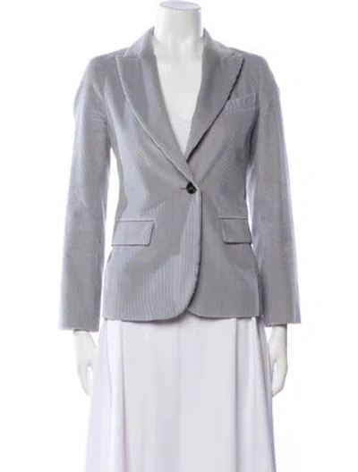 Pre-owned Weekend Max Mara Striped Blazer In Gray
