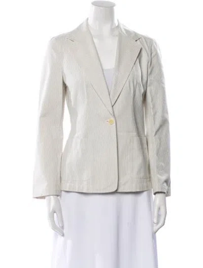 Pre-owned Weekend Max Mara Striped Blazer In White