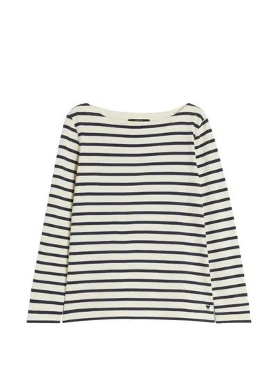 Weekend Max Mara Striped Boat-neck T-shirt In White