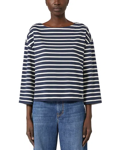 Weekend Max Mara Striped Boat Neck Top In Blue