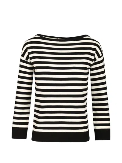 Weekend Max Mara Striped Boat-neck Sweater In Burgundy