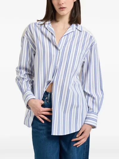 Weekend Max Mara Striped Button-down Cotton Shirt In Blue