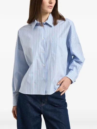 Weekend Max Mara Striped Buttoned Shirt In Blue