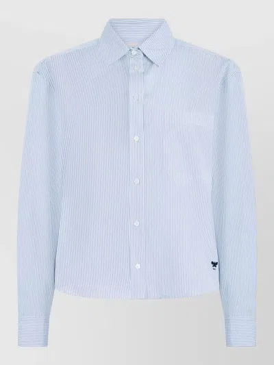 Weekend Max Mara Weekend-inspired Striped Cotton Poplin Button-down Shirt With Long Sleeves In Blue