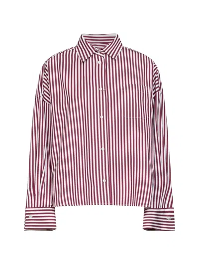 Weekend Max Mara Striped Cotton Shirt In Burgundy
