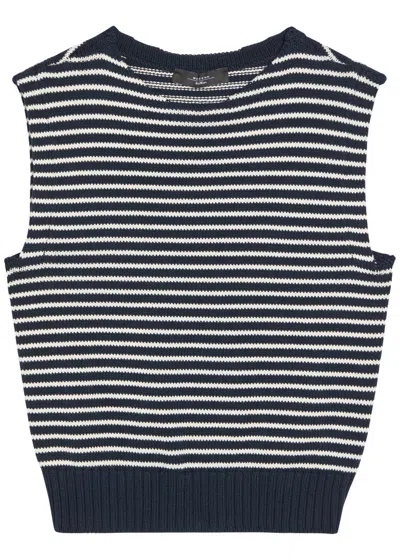 Weekend Max Mara Striped Cotton-blend Vest In Blue