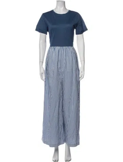 Pre-owned Weekend Max Mara Striped Crew Neck Jumpsuit W/ Tags In Blue