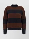 Weekend Max Mara Striped Crew Neck Long Sleeve Sweater In Brown
