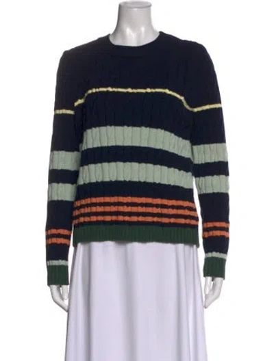 Pre-owned Weekend Max Mara Striped Crew Neck Sweater In Black