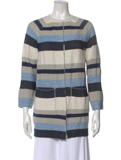 Pre-owned Weekend Max Mara Striped Crew Neck Sweater In Blue
