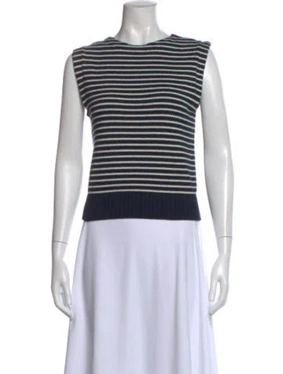 Pre-owned Weekend Max Mara Striped Crew Neck Sweater In Blue