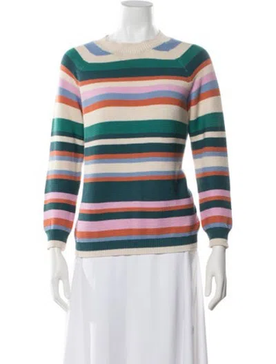 Pre-owned Weekend Max Mara Striped Crew Neck Sweater In Blue