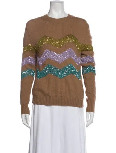 Pre-owned Weekend Max Mara Striped Crew Neck Sweater In Brown