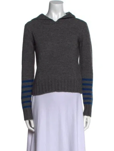 Pre-owned Weekend Max Mara Striped Crew Neck Sweater In Gray