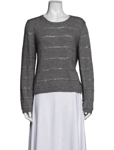 Pre-owned Weekend Max Mara Striped Crew Neck Sweater In Grey