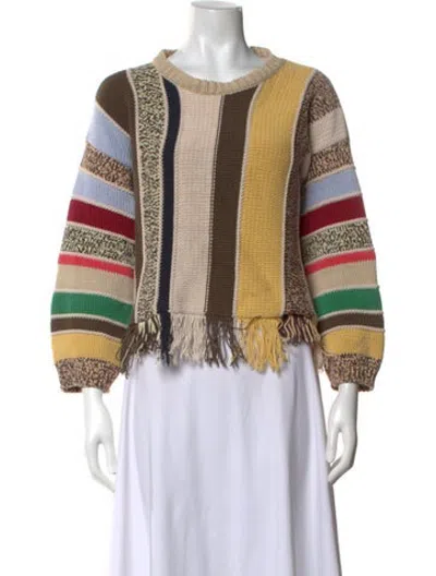 Pre-owned Weekend Max Mara Striped Crew Neck Sweater In Neutrals