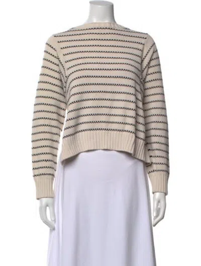 Pre-owned Weekend Max Mara Striped Crew Neck Sweater In Neutrals