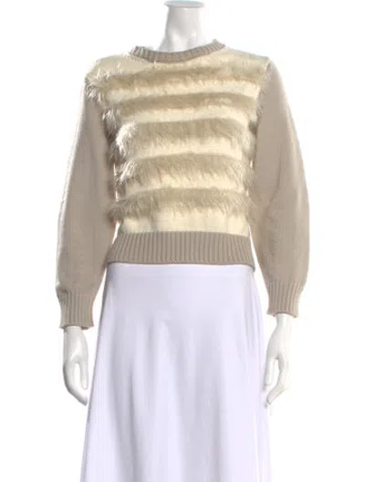 Pre-owned Weekend Max Mara Striped Crew Neck Sweater In Neutrals