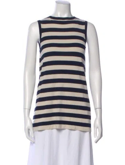 Pre-owned Weekend Max Mara Striped Crew Neck Top In Black