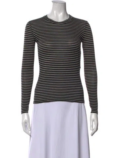 Pre-owned Weekend Max Mara Striped Crew Neck Top In Black