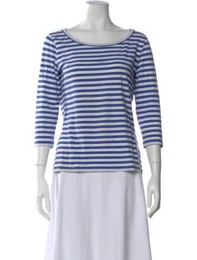 Pre-owned Weekend Max Mara Striped Crew Neck Top In Blue