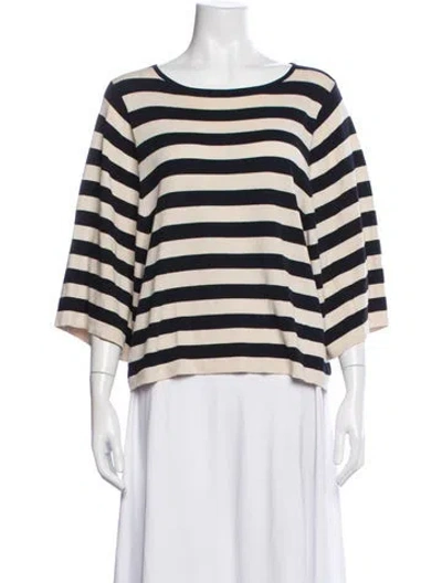 Pre-owned Weekend Max Mara Striped Crew Neck Top In Blue