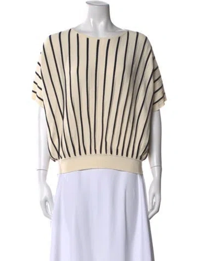 Pre-owned Weekend Max Mara Striped Crew Neck Top In Neutral