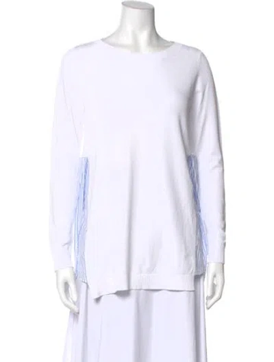 Pre-owned Weekend Max Mara Striped Crew Neck Top In White