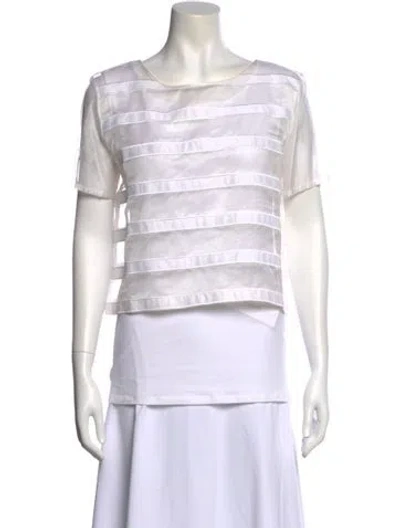 Pre-owned Weekend Max Mara Striped Crew Neck Top In White