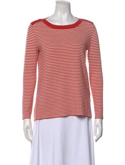 Pre-owned Weekend Max Mara Striped Crew Neck Top In White