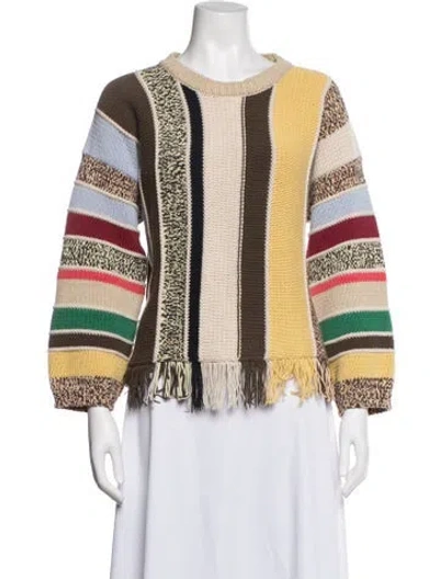 Pre-owned Weekend Max Mara Striped Crew Neck Top In White