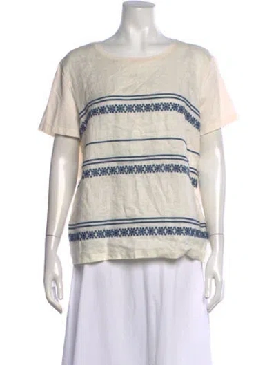 Pre-owned Weekend Max Mara Striped Crew Neck T-shirt In Blue/neutrals
