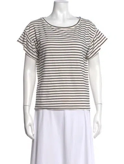 Pre-owned Weekend Max Mara Striped Crew Neck T-shirt In Grey