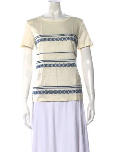 Pre-owned Weekend Max Mara Striped Crew Neck T-shirt W/ Tags In Neutral