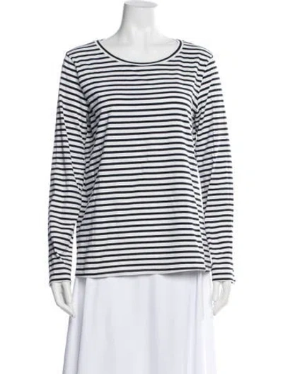 Pre-owned Weekend Max Mara Striped Crew Neck T-shirt In White