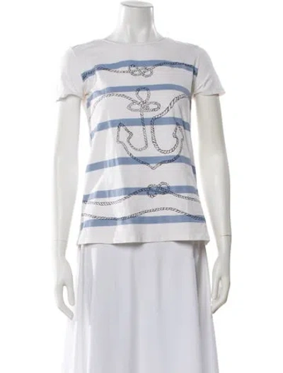 Pre-owned Weekend Max Mara Striped Crew Neck T-shirt In White