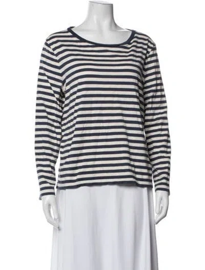 Pre-owned Weekend Max Mara Striped Crew Neck T-shirt In White